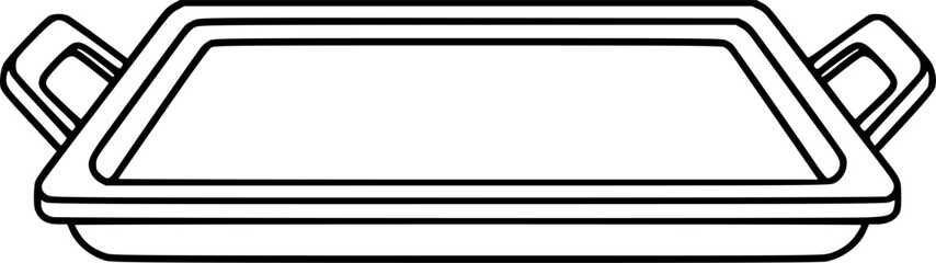 Obraz premium Tray for food vector outline icon. Vector illustration tray for food on white background. Isolated outline illustration icon of salver. 