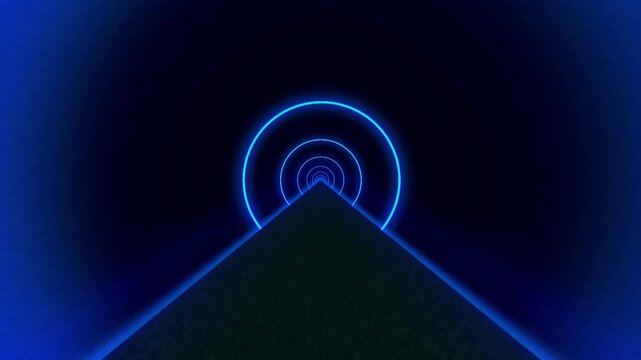 Hyperspace Jump Warp Speed Visual Fx/ Animation of a stunning space themed background of an neon hyperspace jump with blue warp speed visual fx and shining circle rings in a seamless loop 