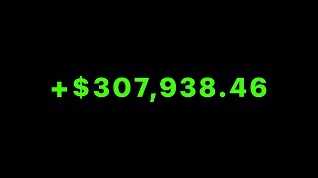 Green Dollar Count Number Ticker Animation 