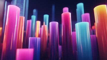 Obraz premium Abstract vibrant cylindrical shapes