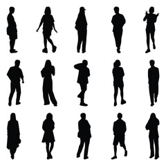 Vector collection set of individual people silhouettes.	
