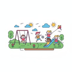Obraz premium Children Playing in Playground.
