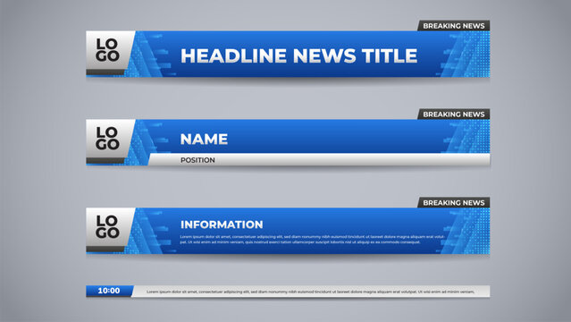 Media header blue lower third for broadcast media template design