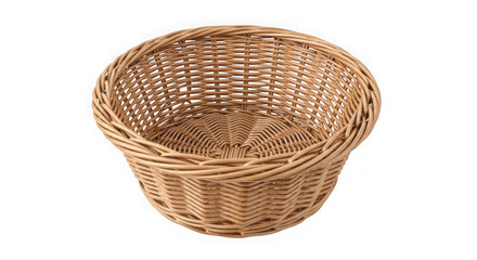 Fototapeta premium Empty Wicker Basket Isolated On Black Background Top View