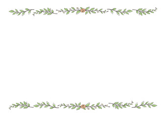 Fototapeta premium 手描きボタニカルラインフレーム（横型）