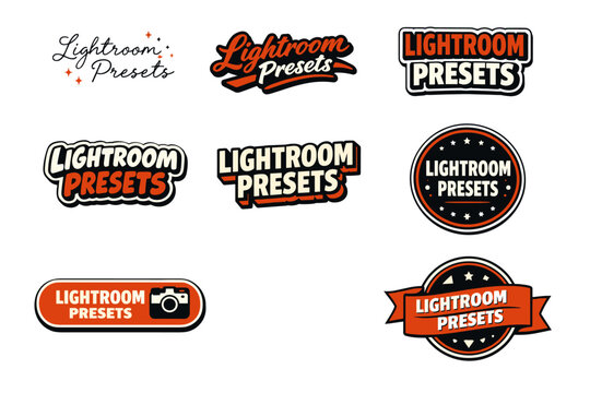 Creative lightroom presets logos collection with various designs and styles