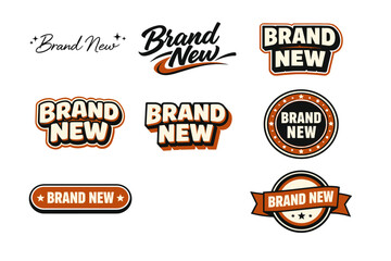 Naklejka premium Various brand new logos with retro and modern designs in orange and black