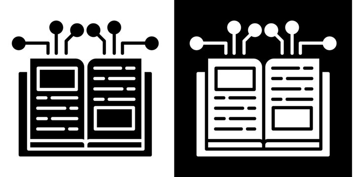 Digital Book Icon Set White Glyph Style Collection