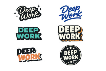 Obraz premium Creative typography designs: deep work logo variations
