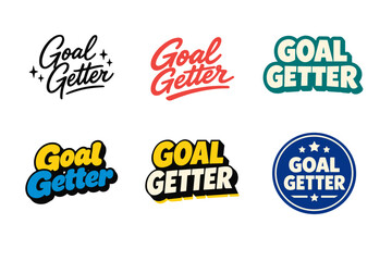 Obraz premium Goal getter logo variations with bold typography and vibrant colors