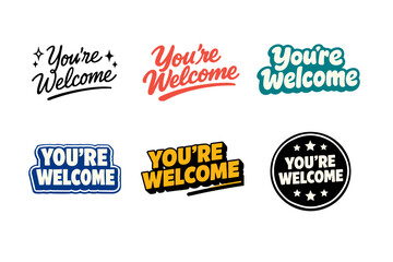 Obraz premium Colorful variations of you're welcome text in different fonts and styles