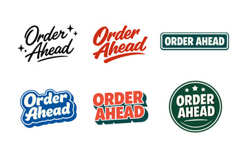 Obraz premium Order ahead logo collection: six variants in blue, red, black, and green