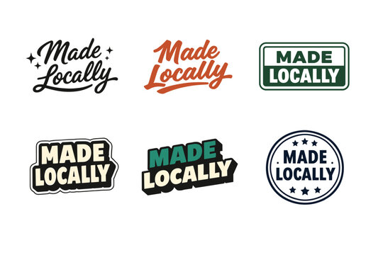 Diverse made locally logos collection in varied typography and colors