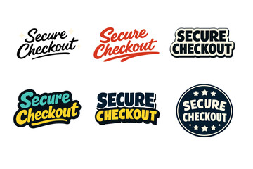 Obraz premium Variety of secure checkout logo designs with bold typography
