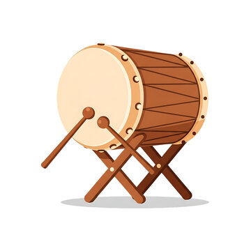 Traditional Bedug Drum Illustration for Ramadan and Eid Celebration, Islamic Cultural Musical Instrument isolated on transparent background, png, cutout