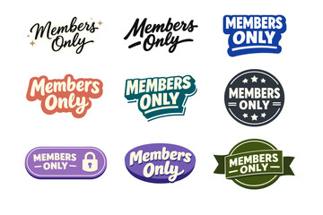 Obraz premium Colorful members only badges and labels collection