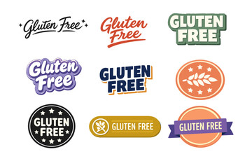 Gluten free label design collection with various styles and colors