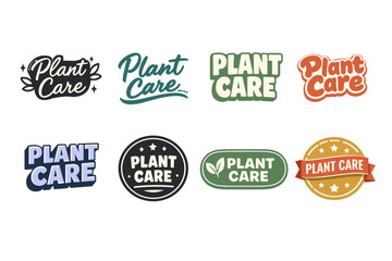 Fototapeta premium Collection of plant care logos in various colors and styles