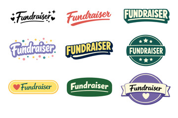 Obraz premium Collection of colorful fundraiser logos with star and heart designs