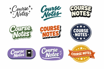 Fototapeta premium Collection of course notes logos in various styles and colors