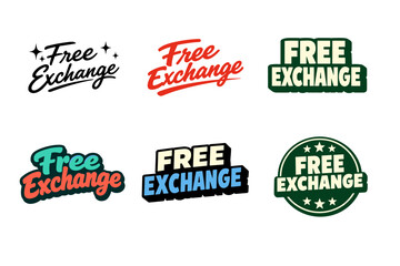 Obraz premium Various free exchange text logos in different styles and colors