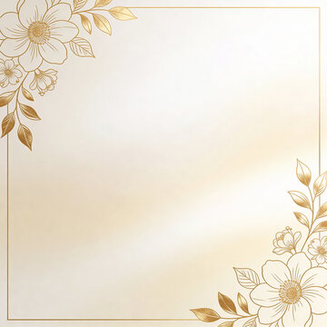 Elegant gold and beige gradient floral frame background for luxury ads