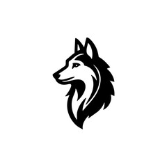 Fototapeta premium Black and White Wolf Head Illustration.