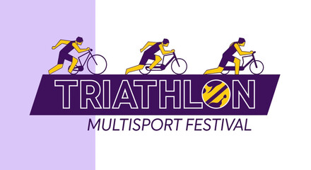 Fototapeta premium Dynamic Triathlon Multisport Festival Graphic With Cyclists