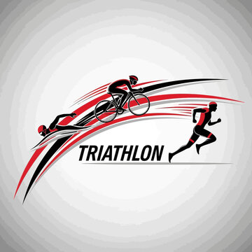 Dynamic Triathlon Race Icon Featuring Cyclist Swimmer Runner