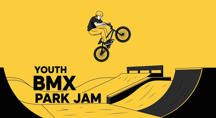 Naklejka premium Energetic Youth Bmx Park Jam Event Poster Design
