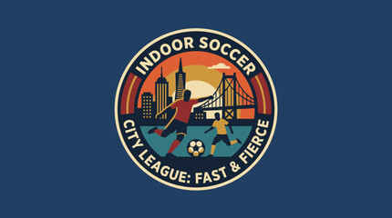 Indoor Soccer City League Fast Fierce Logo Design