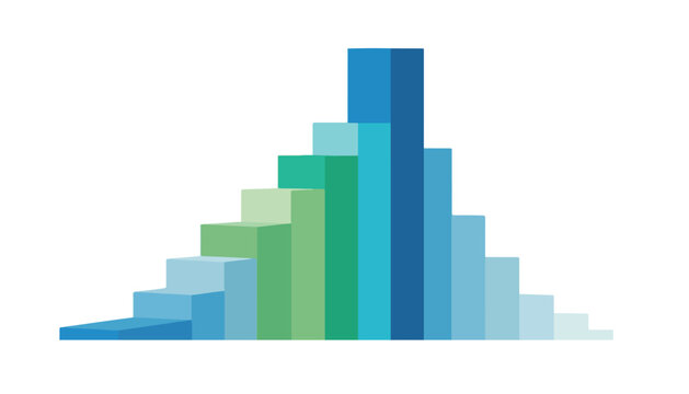 A visual representation of a bell curve or normal distribution using colored vertical bars.