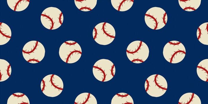 seamless baseball pattern on blue background with evenly scattered balls. suitable for fabric, wrapping, wallpaper, and decorative sports designs.