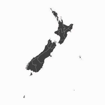 New Zealand Map with States Vector PNG Transparent Background