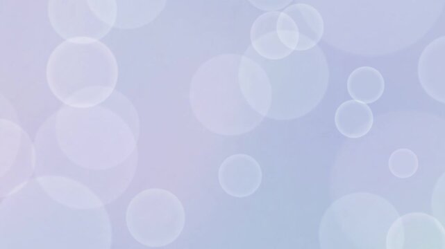 Smoothly animated abstract background featuring large soft white bokeh circles floating across a gentle pastel light purple gradient backdrop. Creates a dreamy, elegant, and airy atmosphere