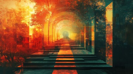 Surreal Tunnel of Light and Shadow.