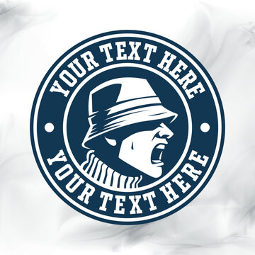 vector illustration of a sticker logo ultras hooligan casual football with marble background design