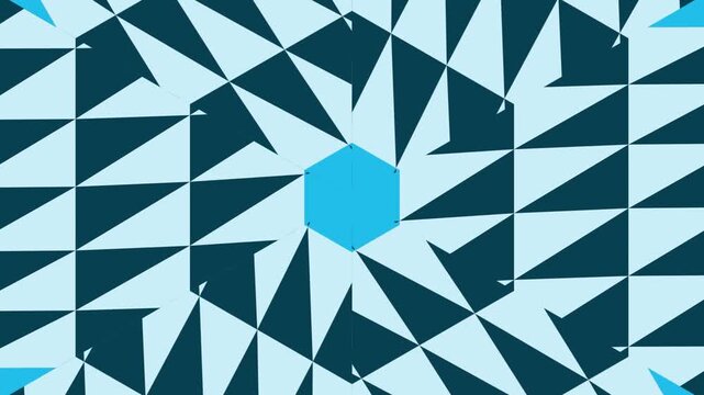 Abstract Geometric Blue Pattern with Kaleidoscopic Effect.