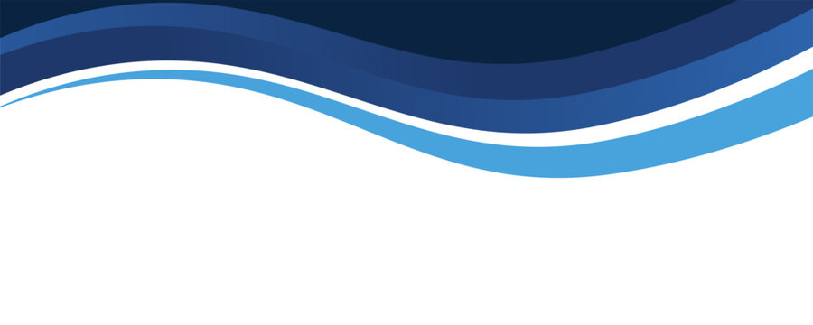 Abstract gradient blue wavy decoration for business design on white horizontal background