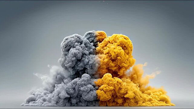 Contrasting dual-color explosion cloud visualizes strategic business divergence and decisive market disruption.