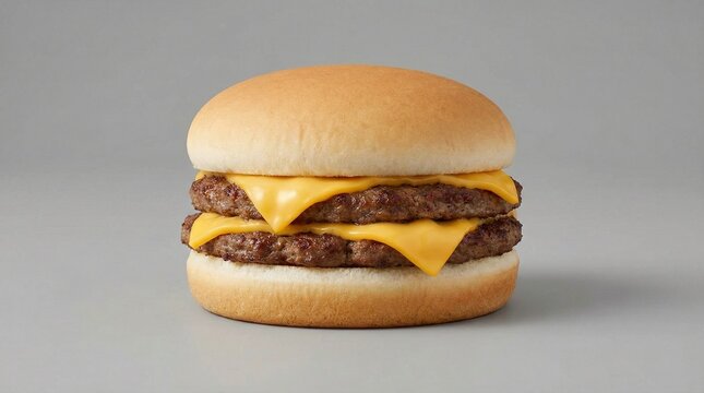 Classic Double Cheeseburger with Melted Cheese on a Plain Bun