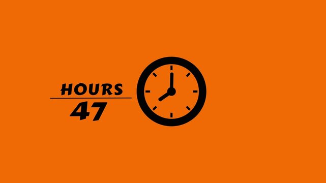 56 Hours timer clock animation. Countdown timer hours clock. Stopwatch clock animation.