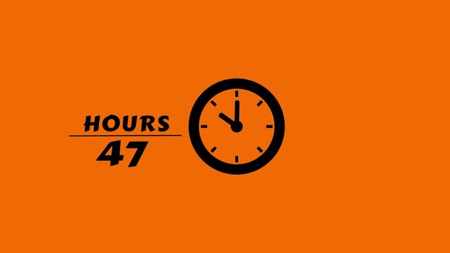 57 Hours timer clock animation. Countdown timer hours clock. Stopwatch clock animation.