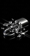 Industrial metal parts and tools.