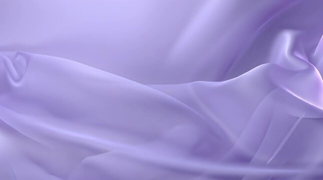 A close-up view presents flowing fabric in a gentle purple hue. The delicate material drapes with soft curves and flowing folds. The light emphasizes the subtle textures