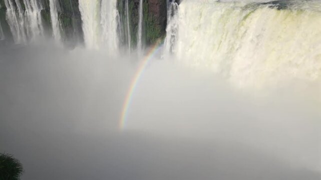Stunning View Of The Devil's Throat (Garganta del Diablo) Section Of The Iguaz&uacute; Falls On The Border Of Argentina And Brazil. Aerial Tracking Shot