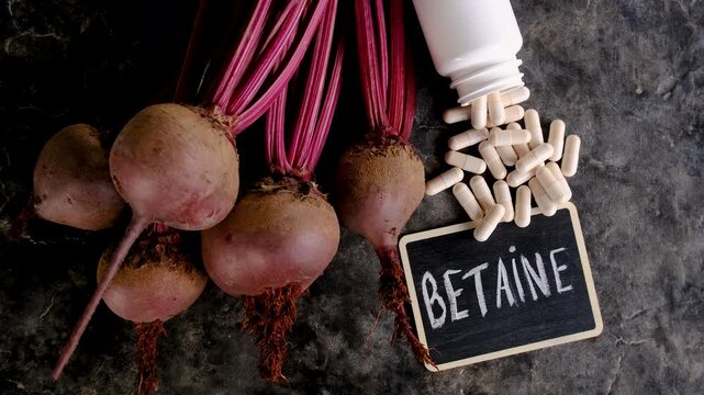 Beets contain betaine on the table. Selective focus.