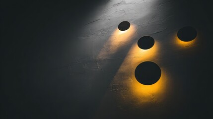 Abstract lighting design with circular forms and dramatic shadows