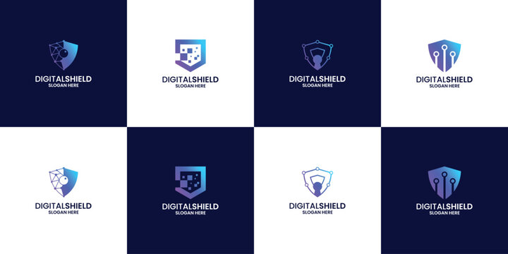 Collections of Shield database protection logo design. Data security logo design template