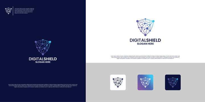 Shield database protection logo design. Data security logo design template